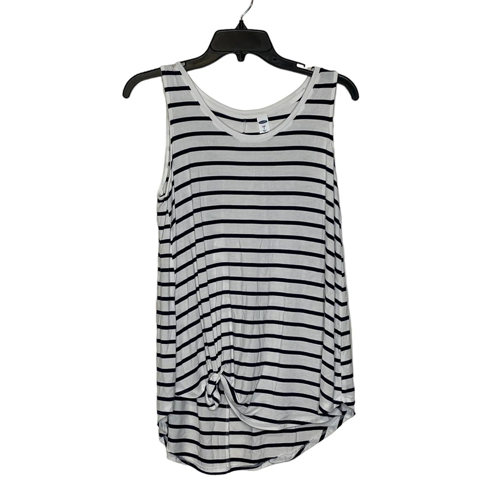 Old‎ Navy Luxe Tank Top Size Small White With Navy Stripes Stretch Womens